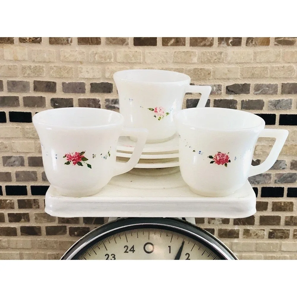 Vintage Childrens Toy Tea Cup & Saucer - 6 Piece Demitasse Mini Toy‎ Cups Lot 6